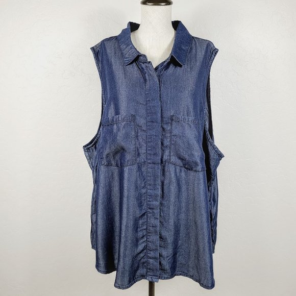 Kenneth Cole Reaction Tops - Kenneth Cole Reaction Chambray Tunic Tank